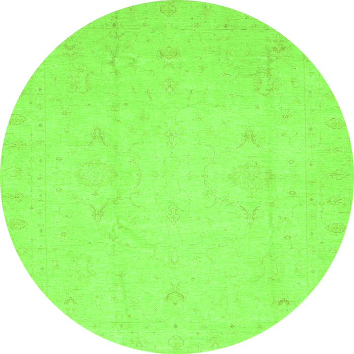 Round Machine Washable Oriental Green Traditional Area Rugs, wshabs4022grn