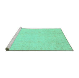 Sideview of Machine Washable Oriental Turquoise Traditional Area Rugs, wshabs4022turq