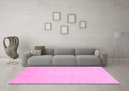 Machine Washable Oriental Pink Traditional Rug in a Living Room, wshabs4022pnk