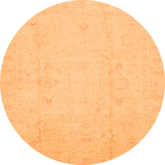 Round Oriental Orange Traditional Rug, abs4022org