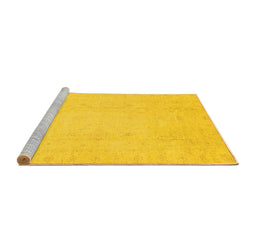 Sideview of Machine Washable Oriental Yellow Traditional Rug, wshabs4022yw