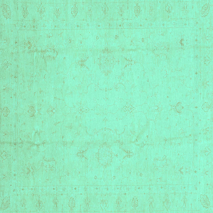 Square Oriental Turquoise Traditional Rug, abs4022turq