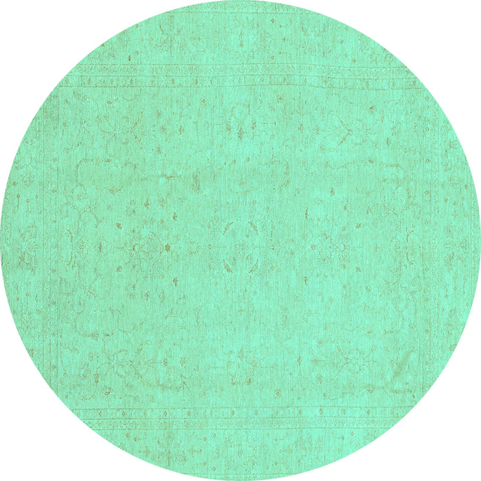 Round Oriental Turquoise Traditional Rug, abs4023turq