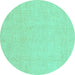 Round Oriental Turquoise Traditional Rug, abs4023turq