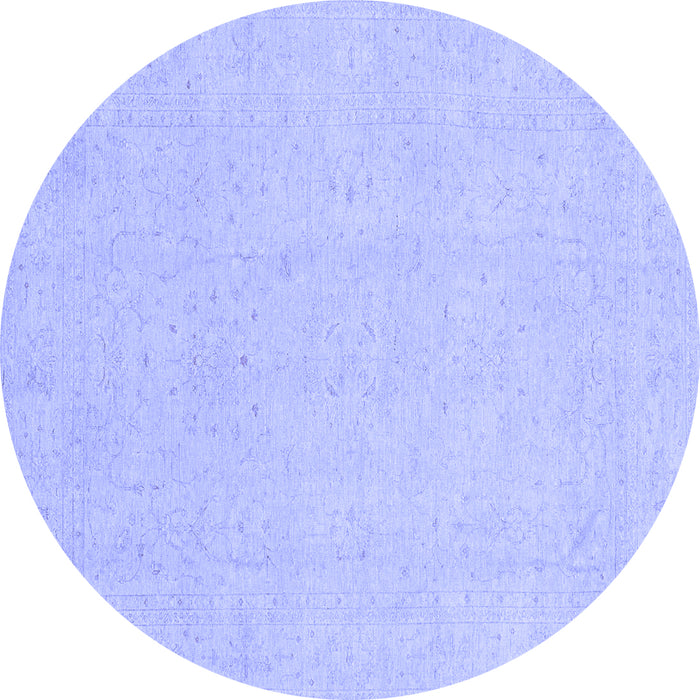 Round Machine Washable Oriental Blue Traditional Rug, wshabs4023blu