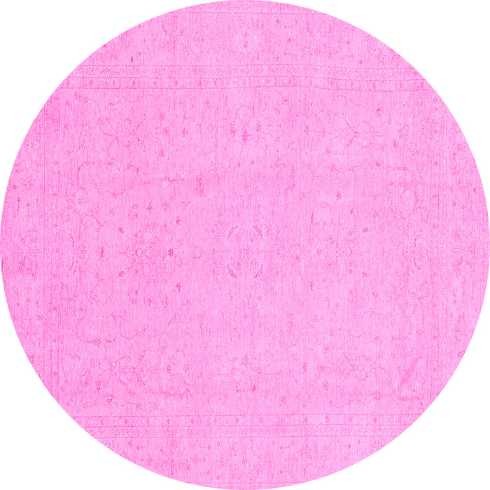 Round Oriental Pink Traditional Rug, abs4023pnk
