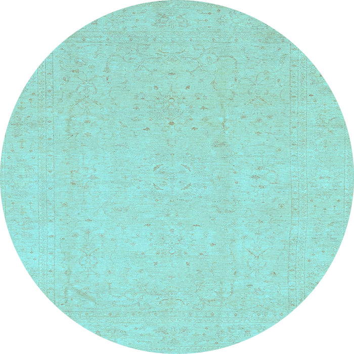 Round Oriental Light Blue Traditional Rug, abs4023lblu