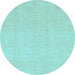 Round Oriental Light Blue Traditional Rug, abs4023lblu