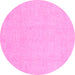 Round Machine Washable Oriental Pink Traditional Rug, wshabs4023pnk