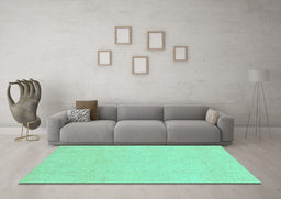 Machine Washable Oriental Turquoise Traditional Area Rugs in a Living Room,, wshabs4023turq