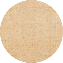 Round Abstract Yellow Oriental Rug, abs4023