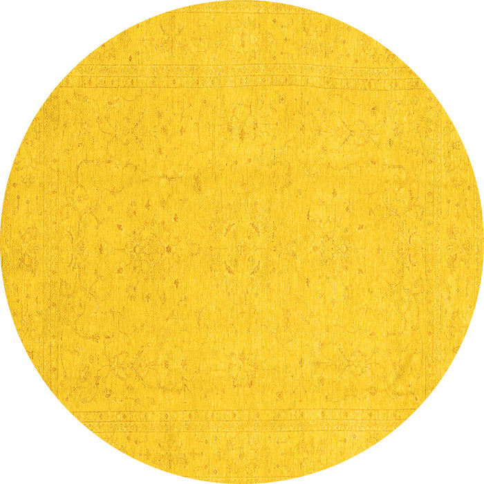 Round Oriental Yellow Traditional Rug, abs4023yw