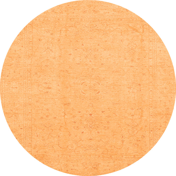 Round Machine Washable Oriental Orange Traditional Area Rugs, wshabs4023org