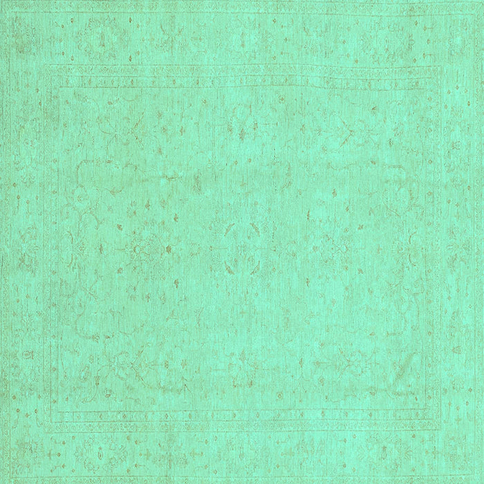 Square Oriental Turquoise Traditional Rug, abs4023turq