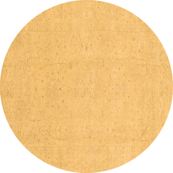 Round Machine Washable Oriental Brown Traditional Rug, wshabs4023brn