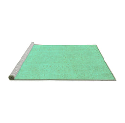 Sideview of Machine Washable Oriental Turquoise Traditional Area Rugs, wshabs4023turq