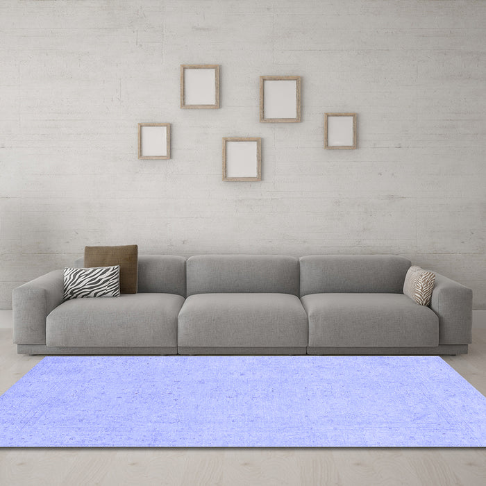 Machine Washable Oriental Blue Traditional Rug in a Living Room, wshabs4023blu