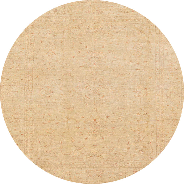 Round Machine Washable Abstract Yellow Rug, wshabs4023