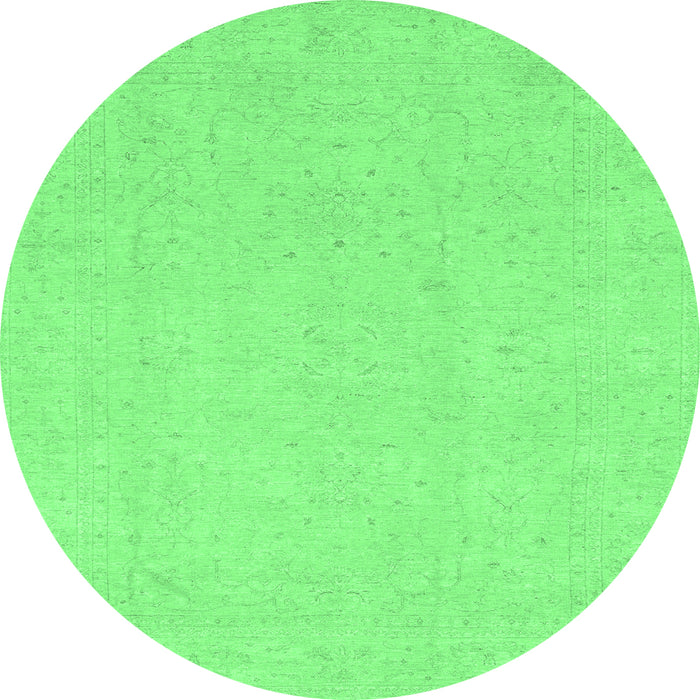 Round Machine Washable Oriental Emerald Green Traditional Area Rugs, wshabs4023emgrn