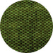 Round Machine Washable Abstract Green Modern Area Rugs, wshabs4024grn