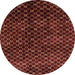 Round Machine Washable Abstract Chestnut Red Rug, wshabs4024