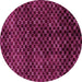 Round Machine Washable Abstract Pink Modern Rug, wshabs4024pnk