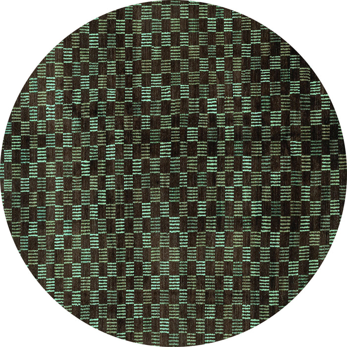 Round Abstract Turquoise Modern Rug, abs4024turq