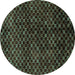 Round Abstract Turquoise Modern Rug, abs4024turq