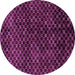 Round Machine Washable Abstract Purple Modern Area Rugs, wshabs4024pur