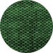 Round Machine Washable Abstract Emerald Green Modern Area Rugs, wshabs4024emgrn