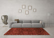 Machine Washable Abstract Orange Modern Area Rugs in a Living Room, wshabs4024org