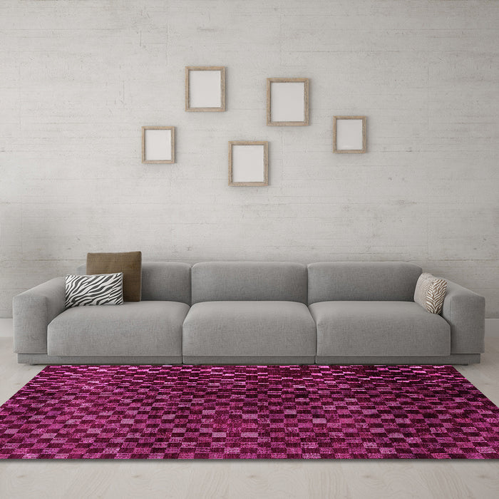 Machine Washable Abstract Pink Modern Rug in a Living Room, wshabs4024pnk