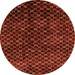 Round Machine Washable Abstract Orange Modern Area Rugs, wshabs4024org