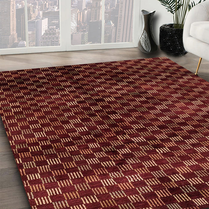 Machine Washable Abstract Chestnut Red Rug in a Family Room, wshabs4024