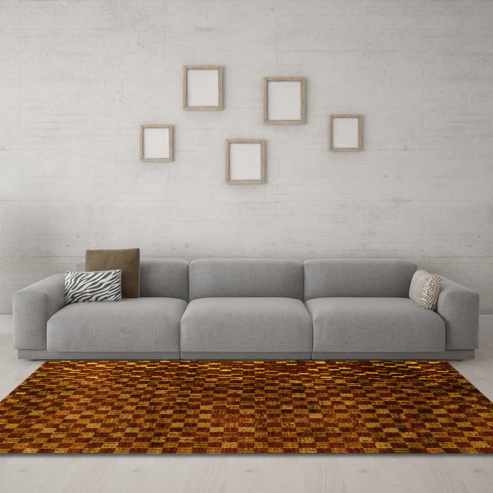 Machine Washable Abstract Yellow Modern Rug in a Living Room, wshabs4024yw