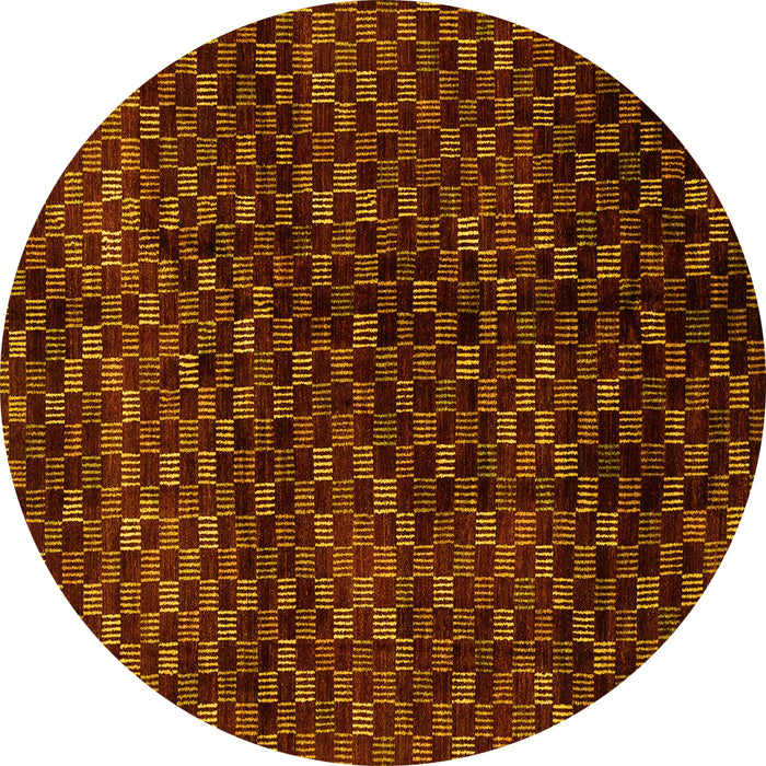 Round Abstract Yellow Modern Rug, abs4024yw