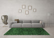 Machine Washable Abstract Emerald Green Modern Area Rugs in a Living Room,, wshabs4024emgrn