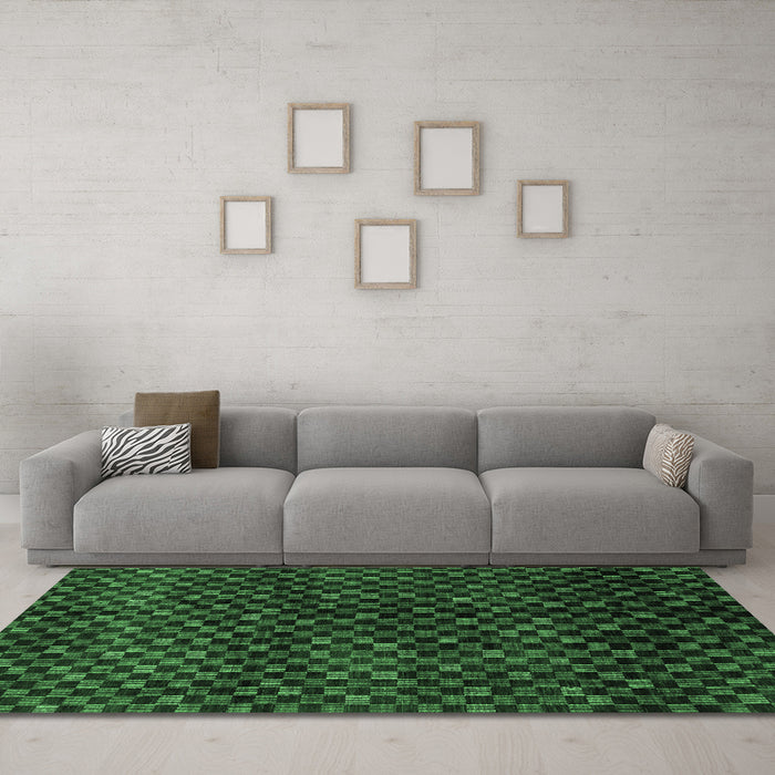 Machine Washable Abstract Emerald Green Modern Area Rugs in a Living Room,, wshabs4024emgrn