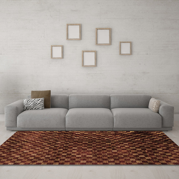 Machine Washable Abstract Brown Modern Rug in a Living Room,, wshabs4024brn