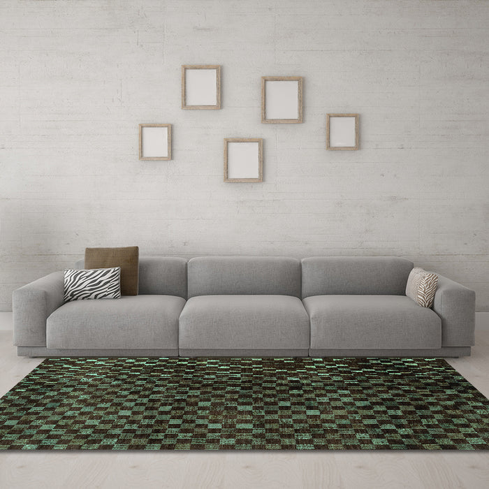 Machine Washable Abstract Turquoise Modern Area Rugs in a Living Room,, wshabs4024turq