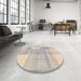 Round Machine Washable Abstract Desert Sand Beige Rug in a Office, wshabs4025