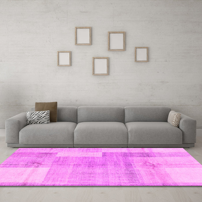 Machine Washable Checkered Pink Modern Rug in a Living Room, wshabs4025pnk