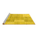 Sideview of Machine Washable Checkered Yellow Modern Rug, wshabs4025yw