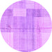 Round Checkered Purple Modern Rug, abs4025pur