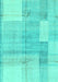 Machine Washable Checkered Turquoise Modern Area Rugs, wshabs4025turq