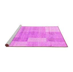 Sideview of Machine Washable Checkered Pink Modern Rug, wshabs4025pnk