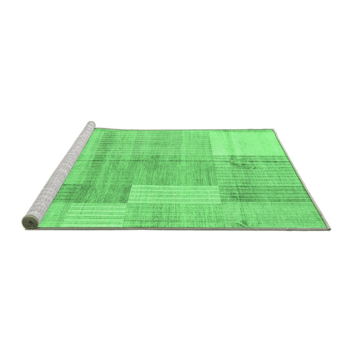 Sideview of Machine Washable Checkered Emerald Green Modern Area Rugs, wshabs4025emgrn