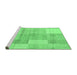 Sideview of Machine Washable Checkered Emerald Green Modern Area Rugs, wshabs4025emgrn