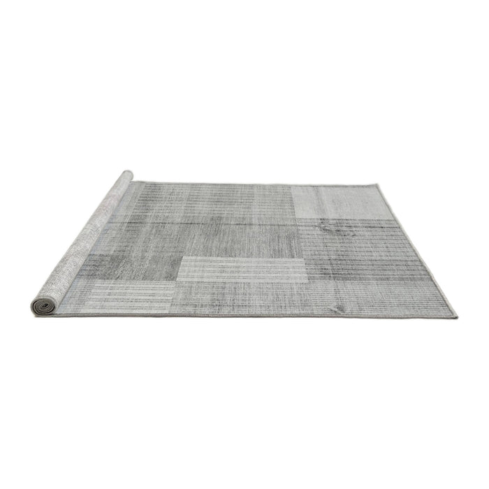 Sideview of Machine Washable Checkered Gray Modern Rug, wshabs4025gry