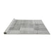 Sideview of Machine Washable Checkered Gray Modern Rug, wshabs4025gry